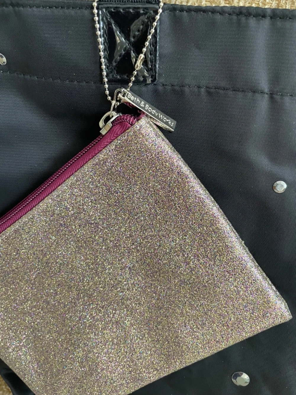 Bath&Body Works Large Black Sparkle and Shine Tote